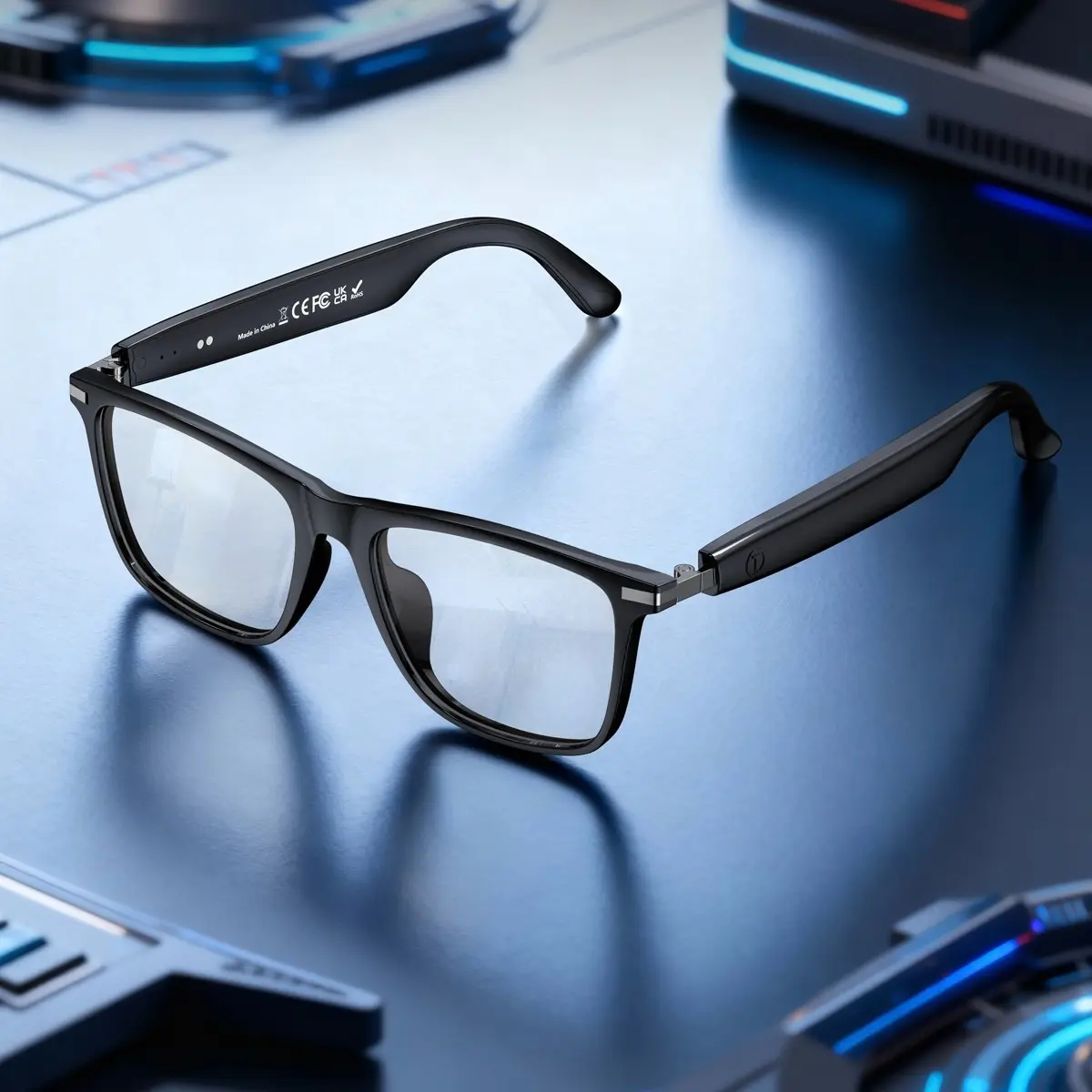 Smart music glasses, smart glasses, Smart eyewear, Wearable Tech Glasses, with wireless earphones deliver sound pickup for meetings, lightweight design, suitable for calls, outdoor activities, supports translation in over 100 languages for communication