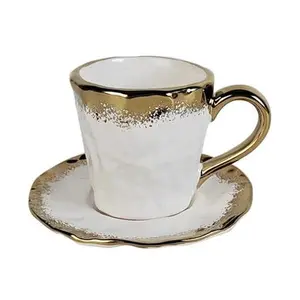 White & Gold Coffee Cup & Saucer Set