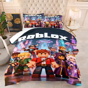 Roblox printed bedding set, including 1 blanket and 1 or 2 pillowcases without pillowcases, soft children's and adult bedroom decoration gifts
