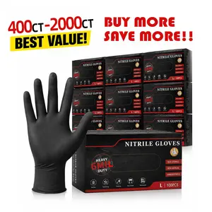 6 Mil Black Nitrile Gloves Bulk Pack, 400ct, 500ct, 600ct, 800ct, 1000ct, 2000ct, Heavy Duty Disposable Gloves, Latex Free & Powder Free, Food Safe for Cleaning, BBQ, Cooking, Automotive & Tattoo
