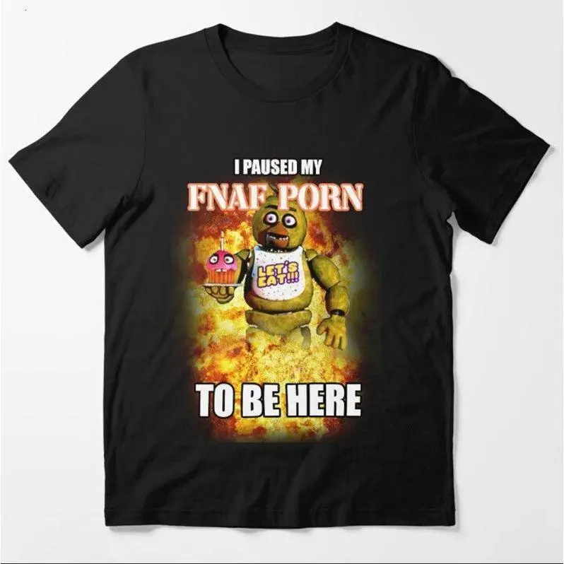 Women's Cotton Short-Sleeve T-Shirt - "I Paused My Fnaf Porn to Be Here" Graphic, Customizable Twist, Modern Fit, Breathable Fabric, Day Wear