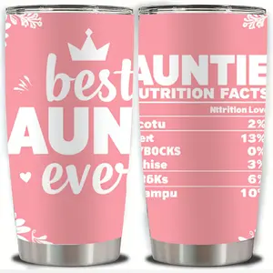 20oz Best Aunt Ever Floral Art Stainless Steel Tumbler, Double Wall Vacuum Insulated Travel Mug, Spill Proof Lid and Straw, Perfect Gift for Aunt, Ideal for Christmas, Thanksgiving, Valentine's, Mother's, Father's Day, Gift for Birthday, Coffee Cup