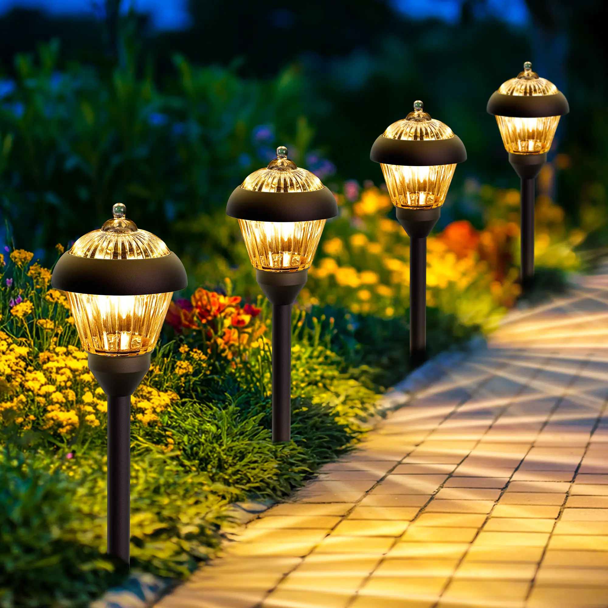 SOLPEX Solar Outdoor Lights Hanging Bracket Accessories - Waterproof Glass & Metal Bronze Design, 2 Lighting Modes, Tungsten Glow, 8 High-Brightness LEDs, 800mAh Large-Capacity Battery, Adjustable Light Sensing Pathway Fixtures for Garden Walkway, Batteri
