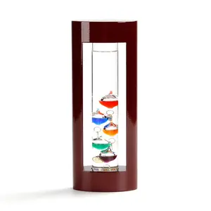 9 inch Galileo Thermometer in Wooden Frame, from 64ºF to 80ºF, Gift for &, Holiday Gift, Indoor or Home Décor, Stylish Décor for Any Room or Office