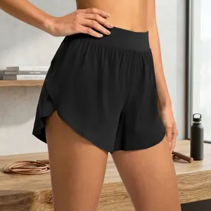 Women's High Waisted Athletic Running Shorts - Soothfeel Quick Dry Gym Workout Dolphin Shorts with Liner High Split Breathable Comfortable for Sports Training Yoga Fitness