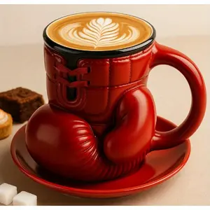 LG5349282 Red Boxing Gloves Mug Cup with Realistic Design for Coffee Tea Multipurpose Reusable Hand Wash Only Ceramic Valentine's Day Gift