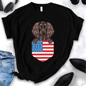 America Flag Boykin Spaniel Dog In Pocket   T-Shirt
