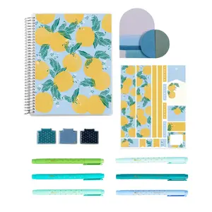 Erin Condren Lemon Citrus Glow Notebook Bundle with Fun Design Forward Notebook & Coordinating Journaling Essentials for Journaling Writing and Planning
