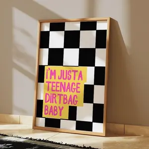 [SALE UP TO 50% + FREE SHIP]  Teenage Dirtbag Lyrics Print Checkerboard Emo Wall Art poster
