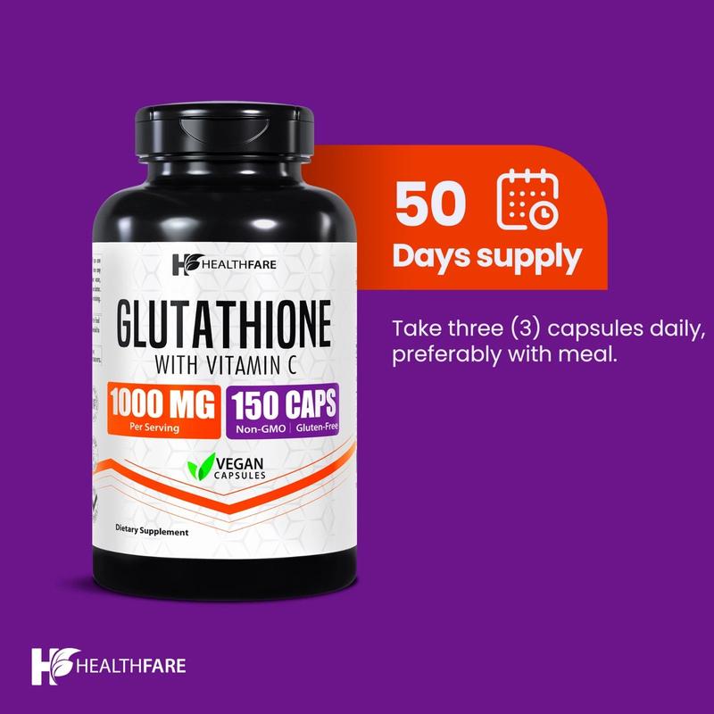 Glutathione 1000mg GSH L-Glutathione Reduced 150 Capsules Antioxidant