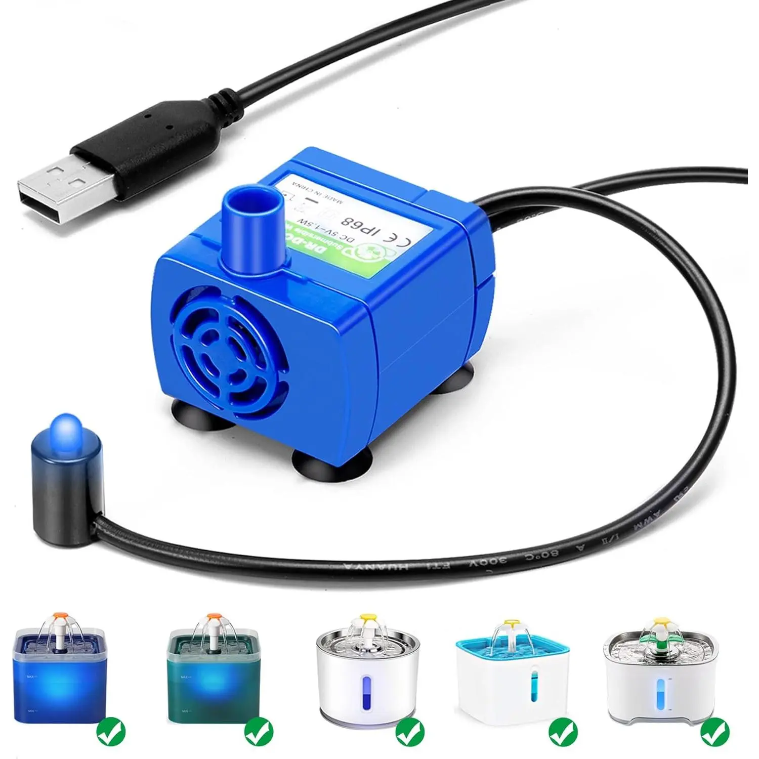 Water Fountain Pump, Pet Water Fountain Pump Compatible , DR-DC160 for  Drinking Fountain  Water Dispenser Replacement (Pump)