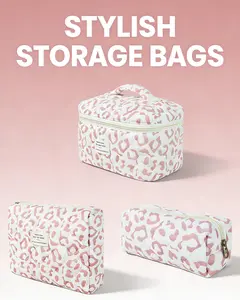 3-Piece Strawberry Sprinkle Quilted Makeup Bag Trio
