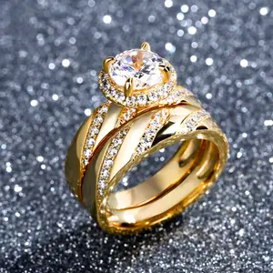 Set of 2 14K Gold Plated Decorative Rings for Women | Unique Daily Wear, Valentine’s, Wedding & Engagement Gift