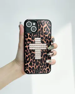 Studded Leopard Phone Case - Screen Protector Phone case for iPhone X, 11, 12,