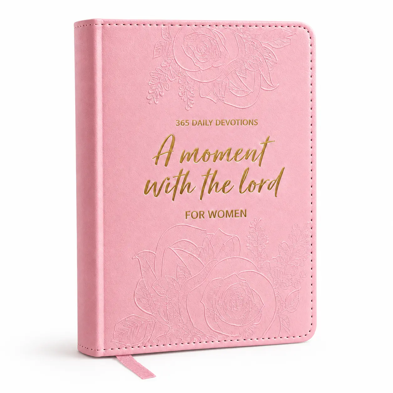 #Sohochic A Moment with The Lord: 365 Daily Devotionals Hardcover Book, Pink Embossed Floral Design, Golden Foil Title, Daily Reading Inspirational Bible Log Book - Prayer Gift for Mom