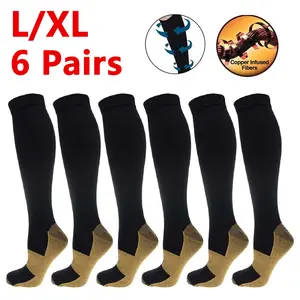 6 Pairs 20-30mmHg Copper Compression Non-Slip Pilates Ankle Socks Graduated Support Mens Womens L/XL Healthcare
