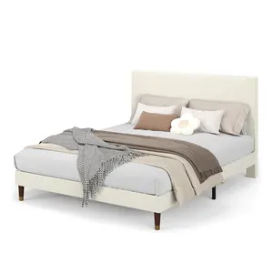 Twin/Full/Queen/King Size Upholstered Platform Bed Frame - Modern Fabric Headboard, Metal Frame & Wooden Slats Double Support, Non-Slip Noise-Free, No Box Spring Needed