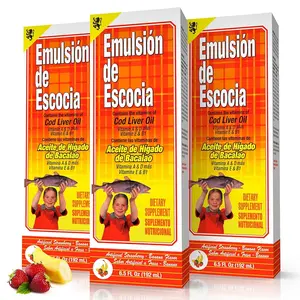 Emulsion de Escocia Strawberry Banana Flavor for Kids & Adults - Vitamin & Cod Liver Oil - Immune & Health Support - 6.5 Oz 3-Pack