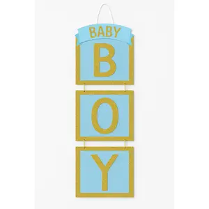 "Baby Boy" Glitter Hanging Sign Decoration for Baby Showers