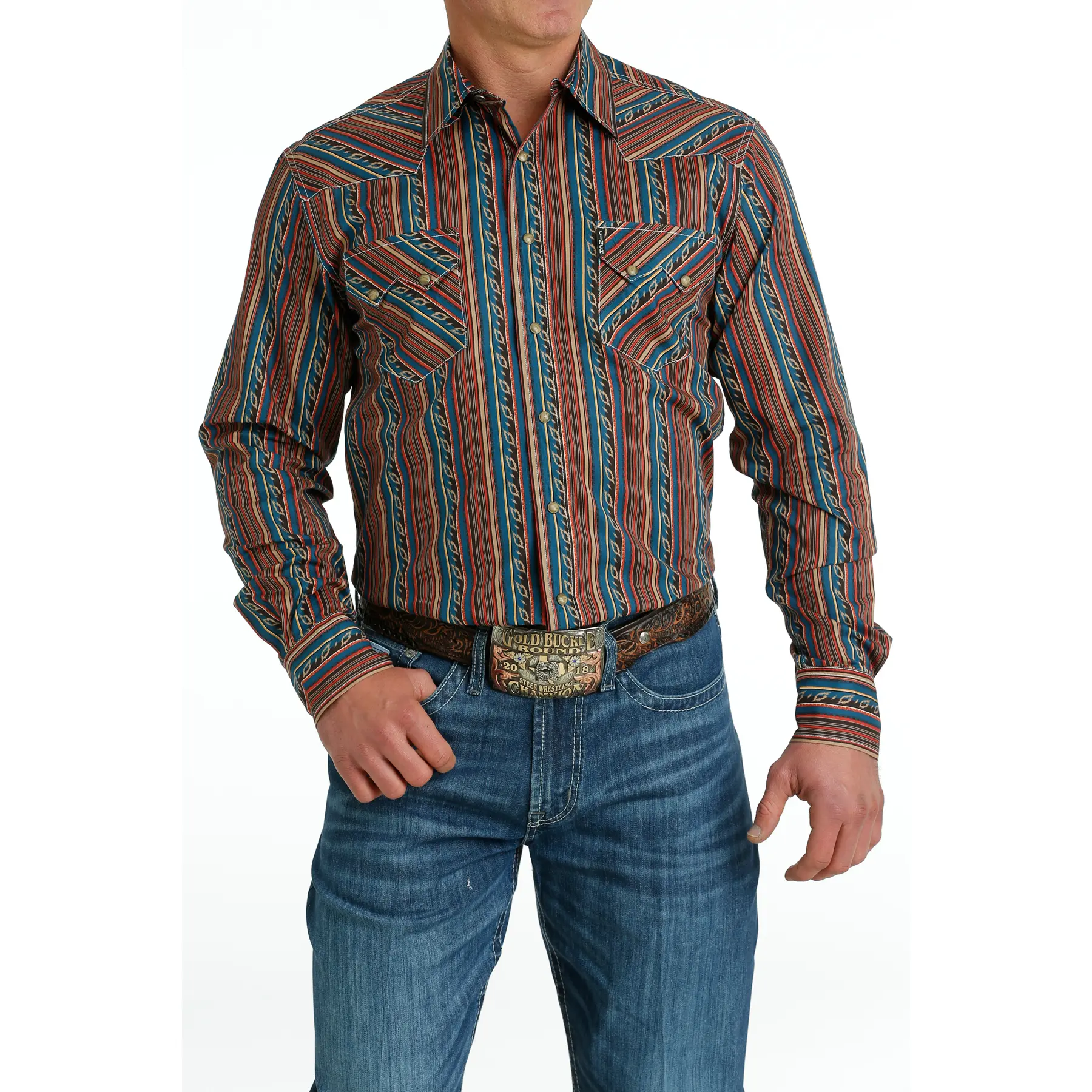 Cinch Men's Multicolor Modern Print Button Down Shirt MTW1301069
