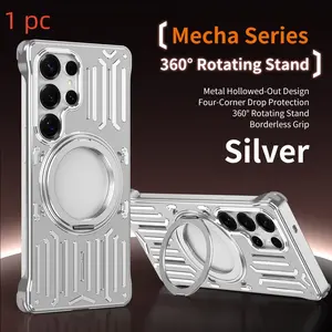 High-End Hollow Alloy Magnetic Cellphone Case for Samsung Galaxy S26 Ultra S25 Ultra S24 Ultra S23 Ultra, Wireless Charging, 360° Rotating Stand, Car Mount