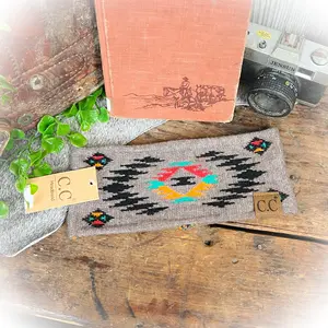 Soft Aztec Winter Headband - Taupe