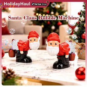 2 Pack Santa Claus Automatic Bubble Machine Kids Santa Claus Bubble Blower Toy Christmas Gift Bubble Maker with Music and Flashing Lights Indoor Outdoor Bubble Toy （Batteries Not Included）