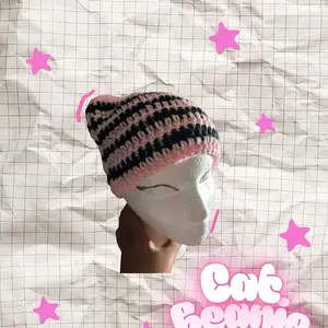 Cat Ear Pure Handmade Crochet Knitting Bean Hat Unisex Outdoor Street Casual Fashion Hat Cool Versatile