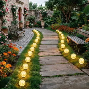 20/30 Pack Solar LED Globe String Lights, White/Yellow/Multi-Color Outdoor Pathway Stake Lights with 8 Lighting Modes, Long Lasting Battery for Garden Lawn Patio Yard Street Park Camping Holiday Wedding Party Decor