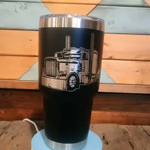 20-30oz Peterbilt Flat Top 2.0 Laser Engraved Tumbler - Stylish Portable Drinkware with Lid, Stainless Steel, and Reusable Design, Available in 3 Colors - Washable, Bottled, Flasks Beverage Cup Mug