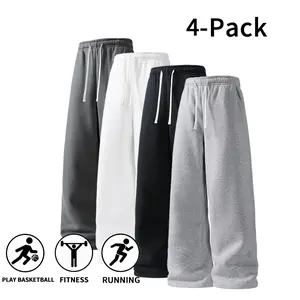 4-Pack Ultra-Soft Wide-Leg Sweatpants | Breathable athletic pants for basketball, running, and gym (optional 4-pack and 2-pack)