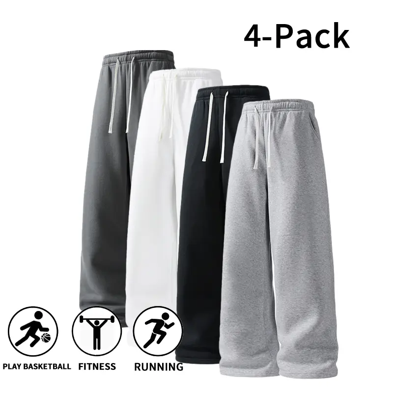 4 Pack Fall & Winter Styles Ultra Soft Wide Leg Sweatpants | Warm & Comfortable athletic pants for basketball, running, and gym (optional 4 pack and 2 pack)