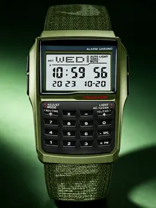 Men's Sport Digital Watch, Casual Fashion, Waterproof, Dual Time Zone, Calculator Function, Velcro Strap, Multifunctional Men's Watch