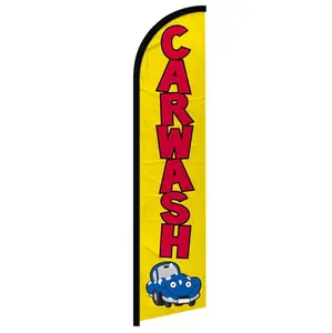 Windless Windproof Car Wash Banner Flag, Yellow, Backdrop for Home & Festive Party Supplies