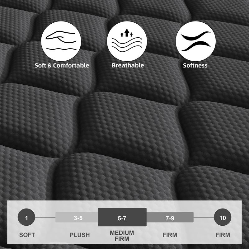 Valentine's Day Gift for Couples 10‘’12‘’14 Inch Space-Saving Mattress 6-Layer Therapeutic Foam Twin Size Cooling Gel Support for Back Comfort Medium Firm Feel CertiPUR-US Bed in a Box for a Romantic Night’s Sleep