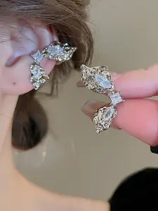 Elegant Zircon Butterfly Wing Ear Cuffs, Sparkling Rhinestone Design, Perfect for Parties & Special Occasions, Women's Fashion Jewelry Gift