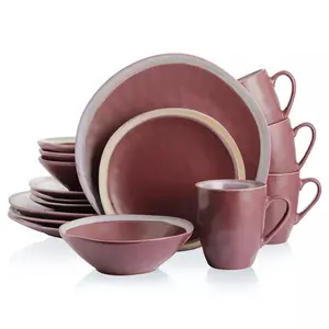 Serafina 16-Piece Stoneware Dinnerware Set, Service for 4 - Burgundy
