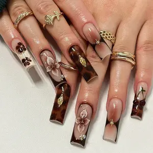 New 24-Piece Women's Nail Tips, Almond Shape, Glossy Finish, Reusable, Perfect for Parties, Weddings, Travel, DIY Manicure Kit