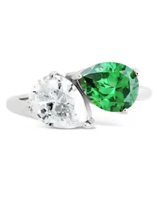 Sterling Silver Pear Toi et Moi Ring
