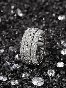 Diamond-Encrusted Rotating Cuban Ring, High-Quality Heavy-Duty Ring, Luxurious Fashion, 3a Cubic Zirconia, Hip-Hop Style, Jewelry Gift, Unisex