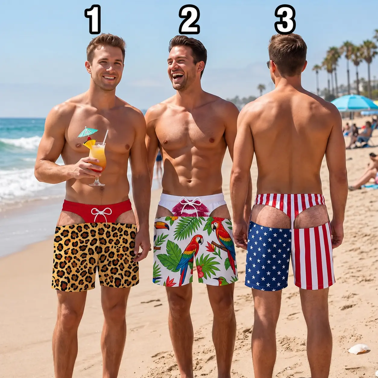 Funny Men’s Swim Trunks, Custom Fake Underwear Beach Shorts, Wide Load Birthday Gag Gift For Him, Summer Gag Gift For Men, Summer Vacation