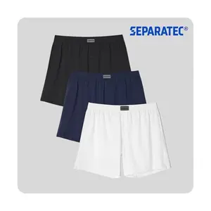 Separatec Menswear Combed Cotton-Spandex Seamless Boxer Shorts - Ultra Soft, Breathable, Loose Fit Mens Underwear for Daily Wear, 3-Pack