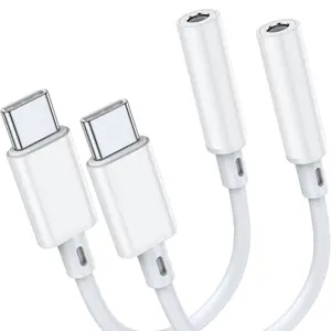 USB C to 3.5mm Headphone Jack Adapter for iPhone 16/16 Pro/15/15 Pro/Pro Max/Plus, Type C Aux Audio Dongle Cable Cord Compatible with iPad, Samsung Galaxy S23/S23/S22/S21Ultra, MacBook,Note 2 Pack