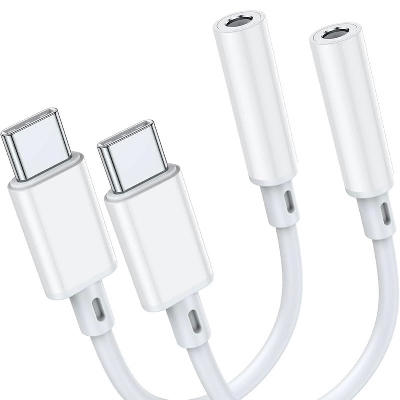 USB C to 3.5mm Headphone Jack Adapter for iPhone 16/16 Pro/15/15 Pro/Pro Max/Plus, Type C Aux Audio Dongle Cable Cord Compatible with iPad, Samsung Galaxy S23/S23/S22/S21Ultra, MacBook,Note 2 Pack