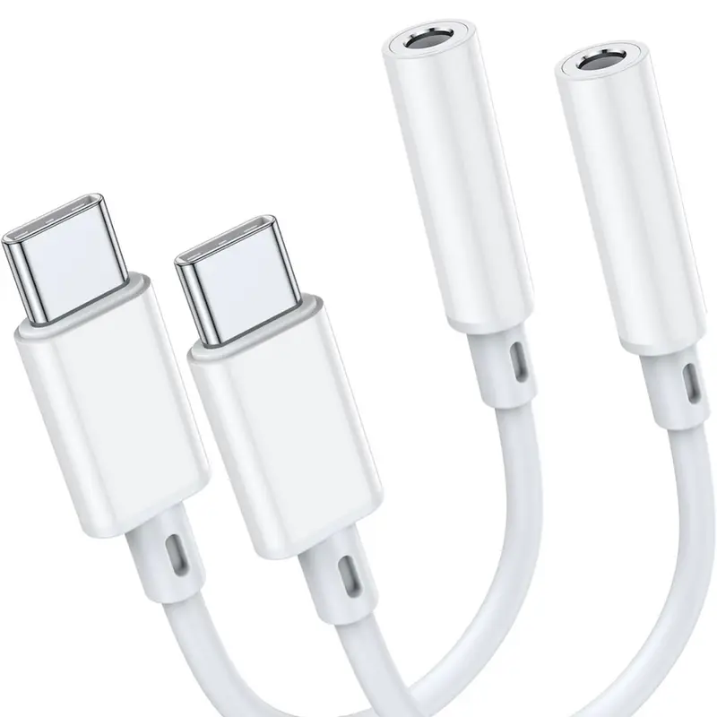 USB C to 3.5mm Headphone Jack Adapter for iPhone 16/16 Pro/15/15 Pro/Pro Max/Plus, Type C Aux Audio Dongle Cable Cord Compatible with iPad, Samsung Galaxy S23/S23/S22/S21Ultra, MacBook,Note 2 Pack