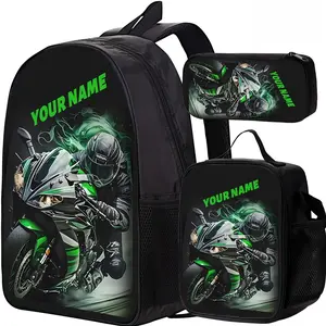 3pcs  New Fashion Motorcycle Rider Backpack for and  Large Capacity Lunch Bag, Casual Backpack for Travel and Riding, Versatile Backpack, Trendy Student School Bag, Perfect for