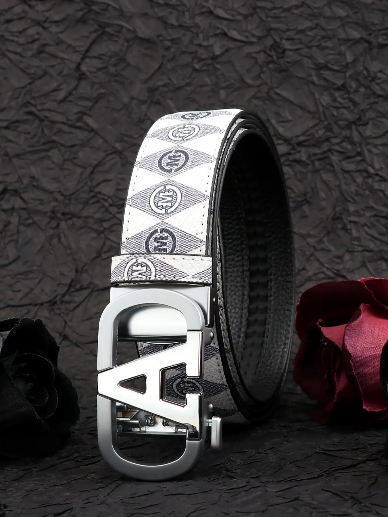 Men's Business Fashion Letter Print Belt, Casual Automatic Buckle Waist Belt, Fashion Belt for Young Adults, Trendy Exquisite Belt, Stylish Belts, Letter Design Belt