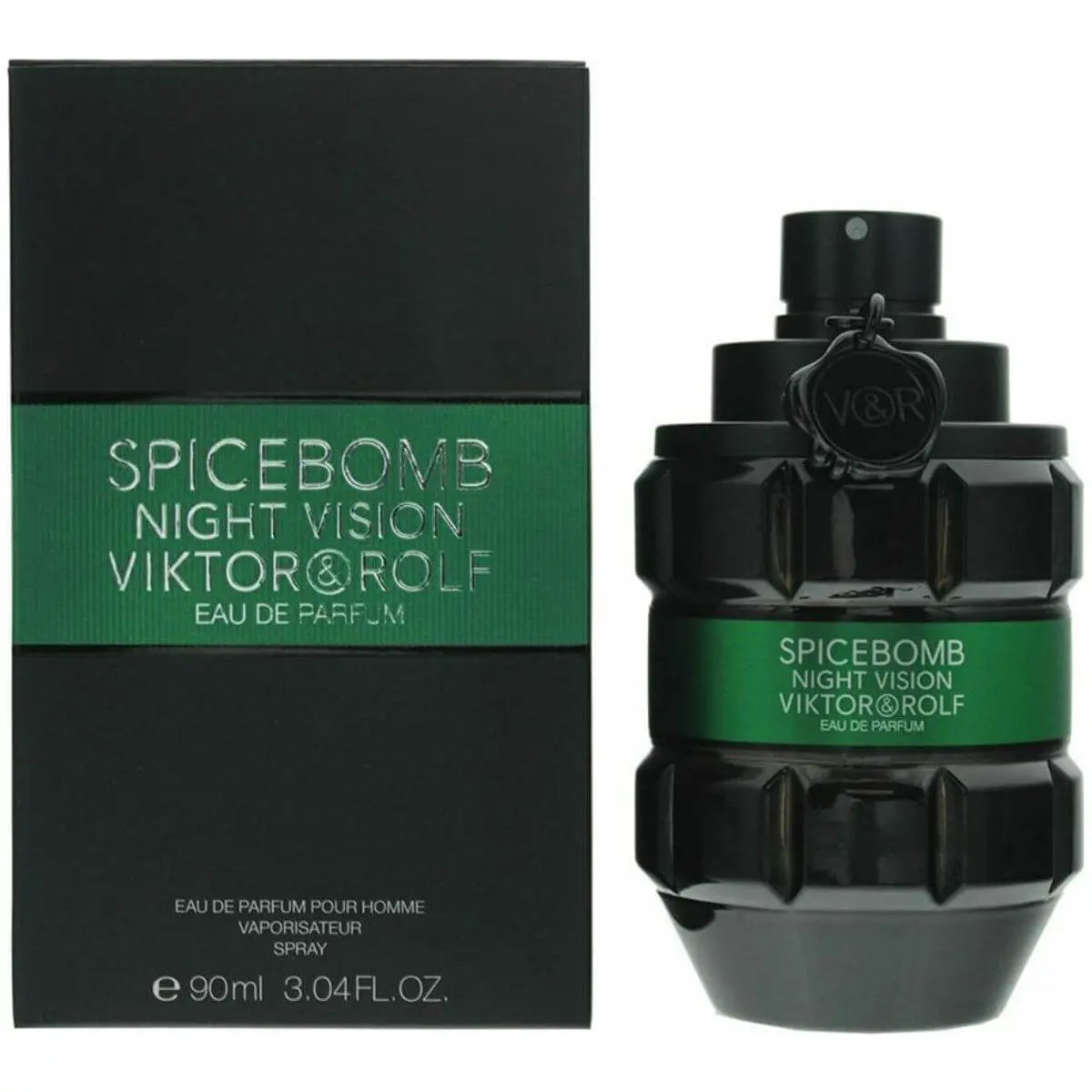 Viktor & Rolf Spicebomb Night Vision EDP, Intense Woody Spicy Men's Cologne with Cardamom & Cedarwood, Signature Scent for Evening Wear, 3.04 oz
