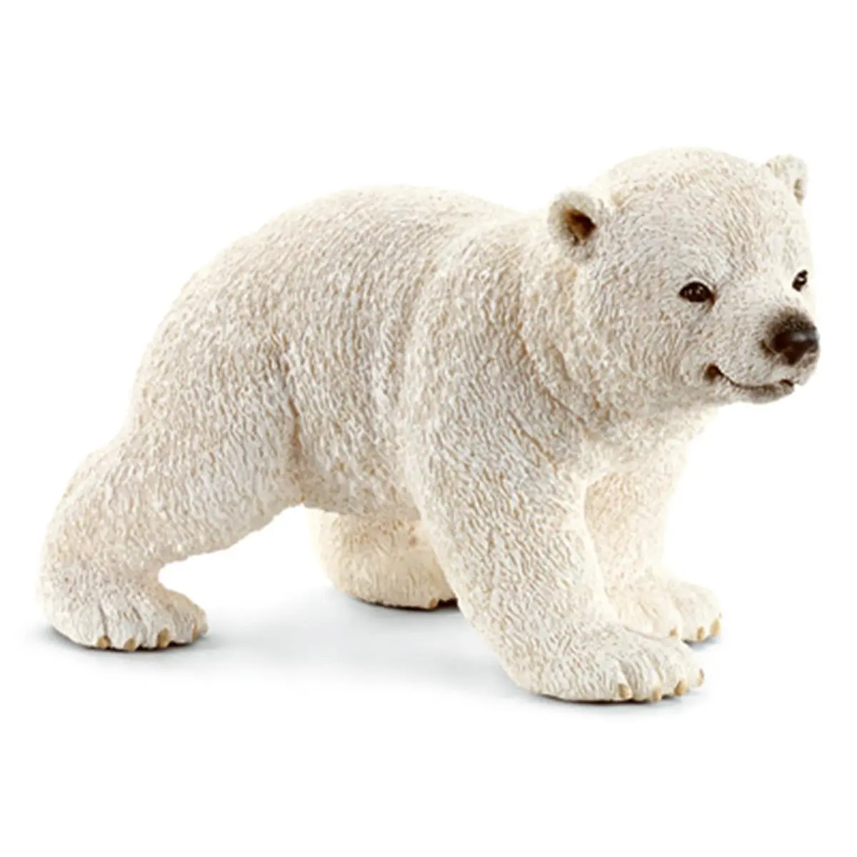 Bear Hand Painted Realistic Walking Polar Bear Cub Toy Figure - White Small Animal Pet Supply Toy, Realistic Look, Arctic