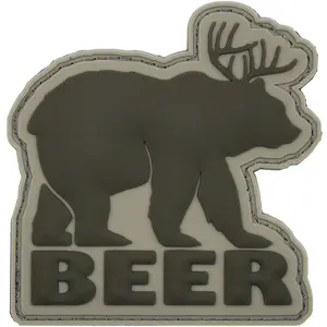 Funny PVC Morale Patch - Bear/Deer Beer Design for Tactical Gear, Backpack, Cap, Vest
